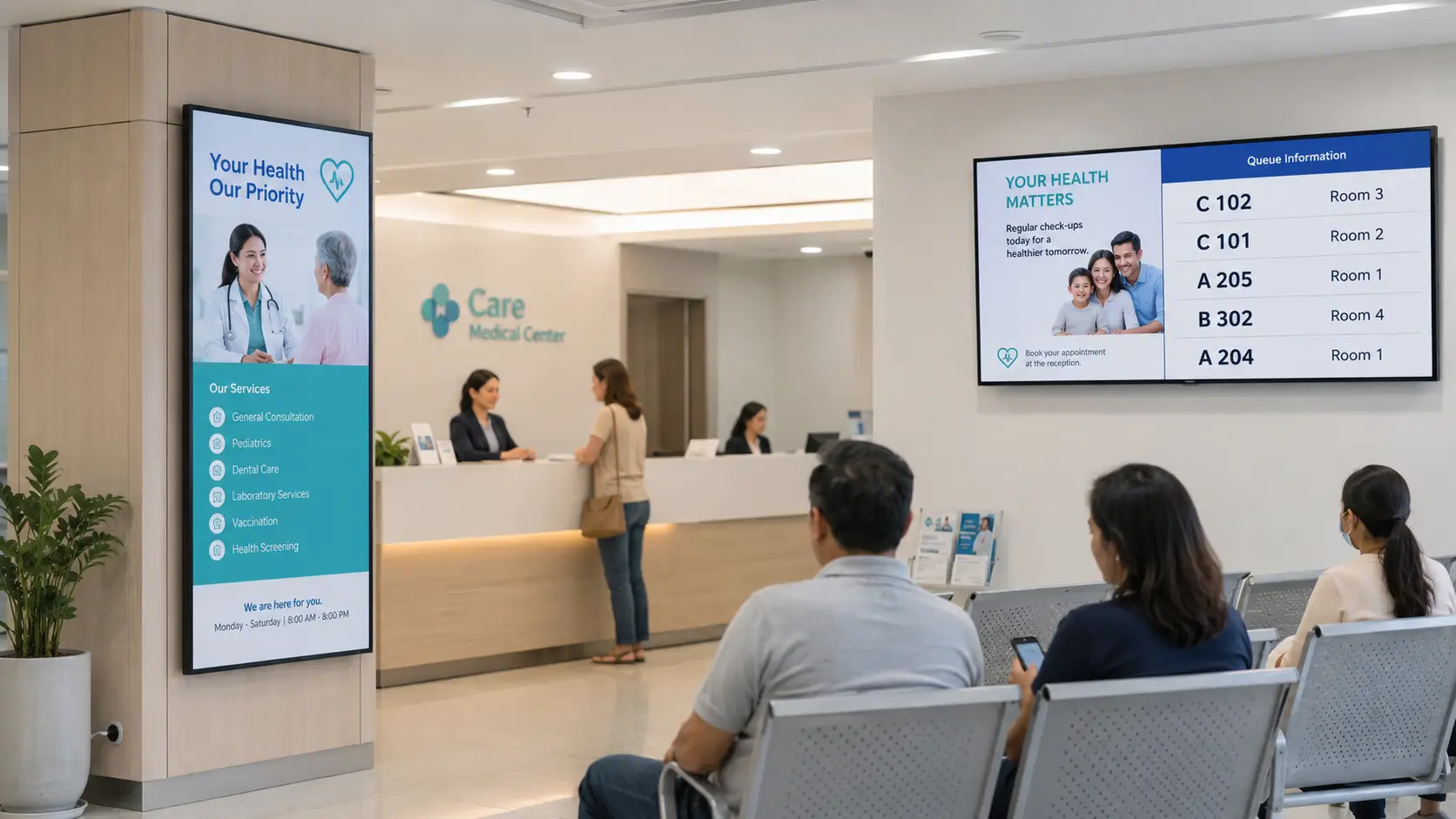 AdSystem360 en clínica con señalización digital