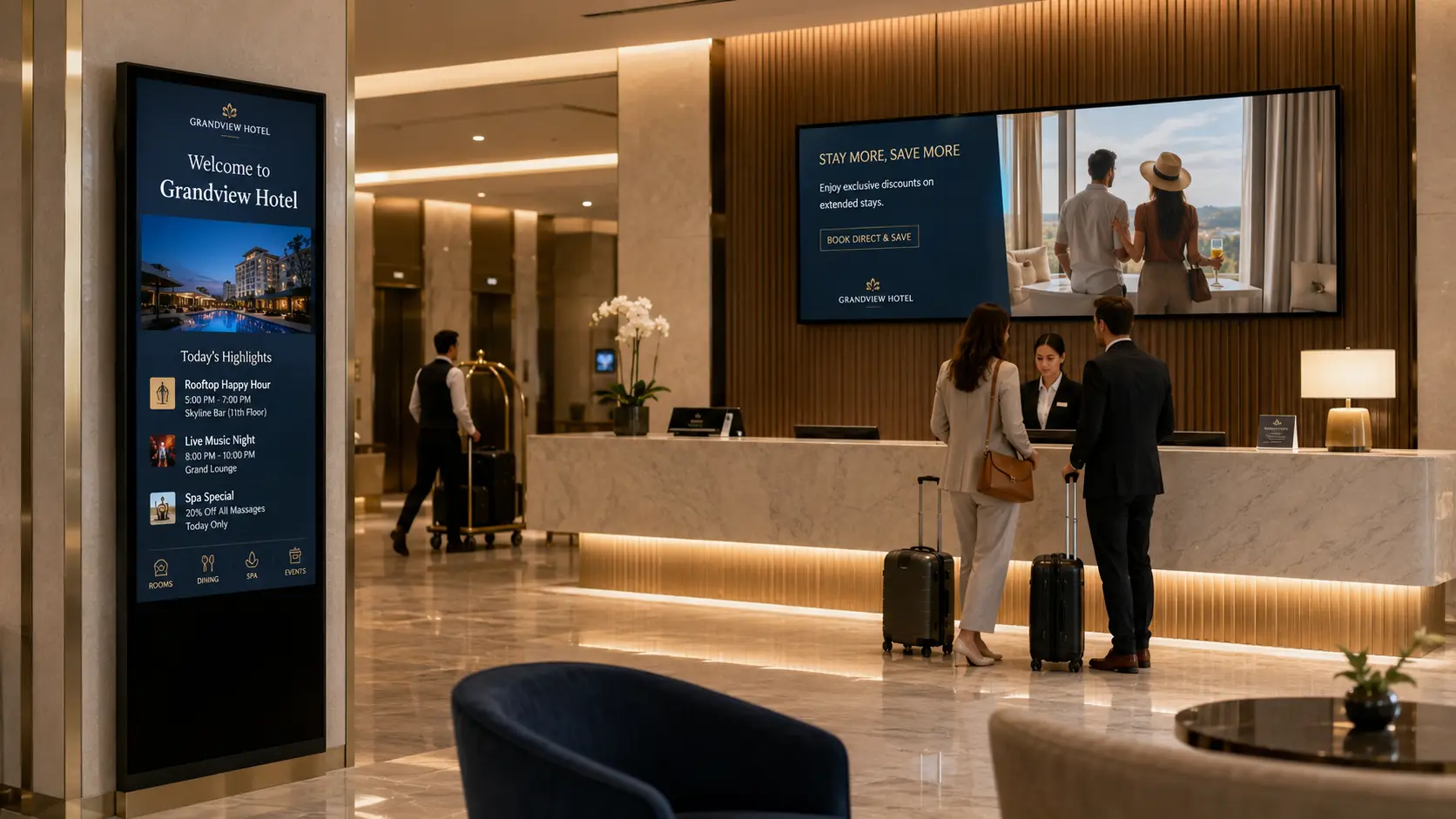 AdSystem360 en hotel con señalización digital
