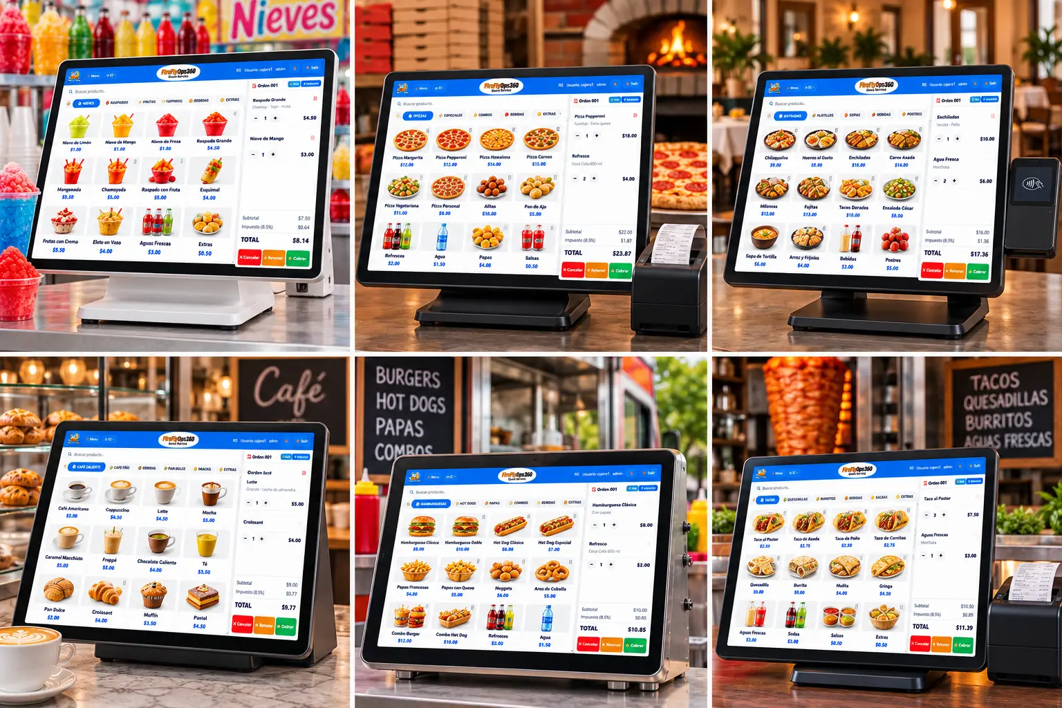 Quick Service POS comida rápida, terminales punto de venta para neverías, pizzerías, restaurantes, cafeterías, food trucks y taquerías.